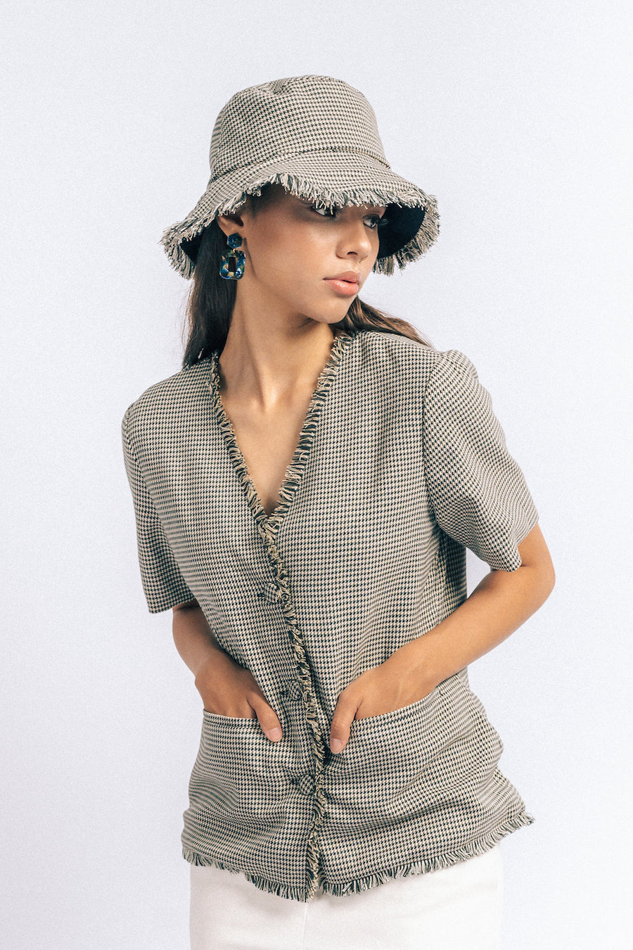 Yarra Tweed Hat In Houndstooth