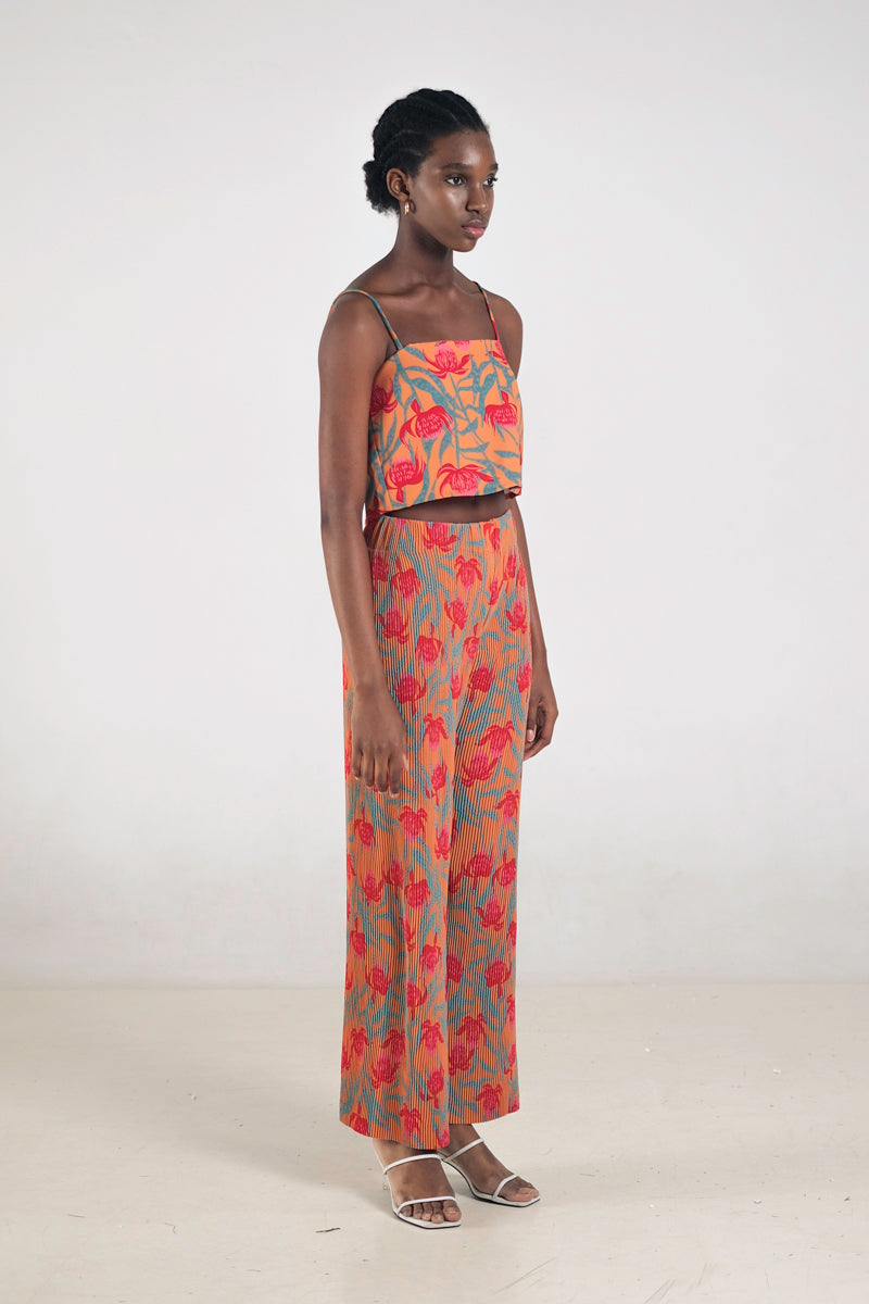 Glen Pleated Pants in Canna