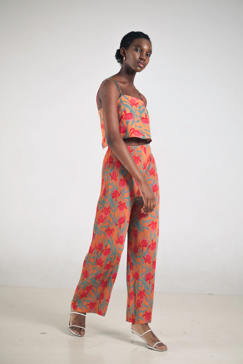 Glen Pleated Pants in Canna