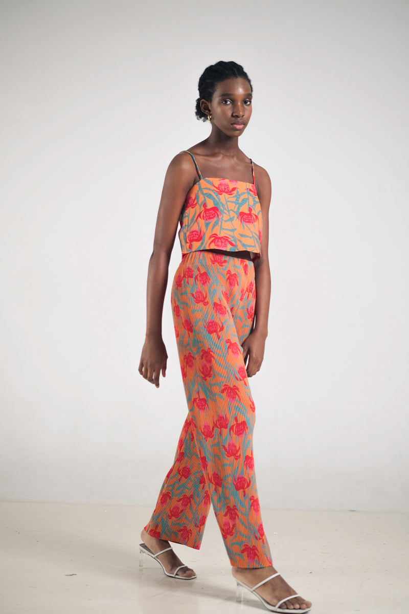 Glen Pleated Pants in Canna