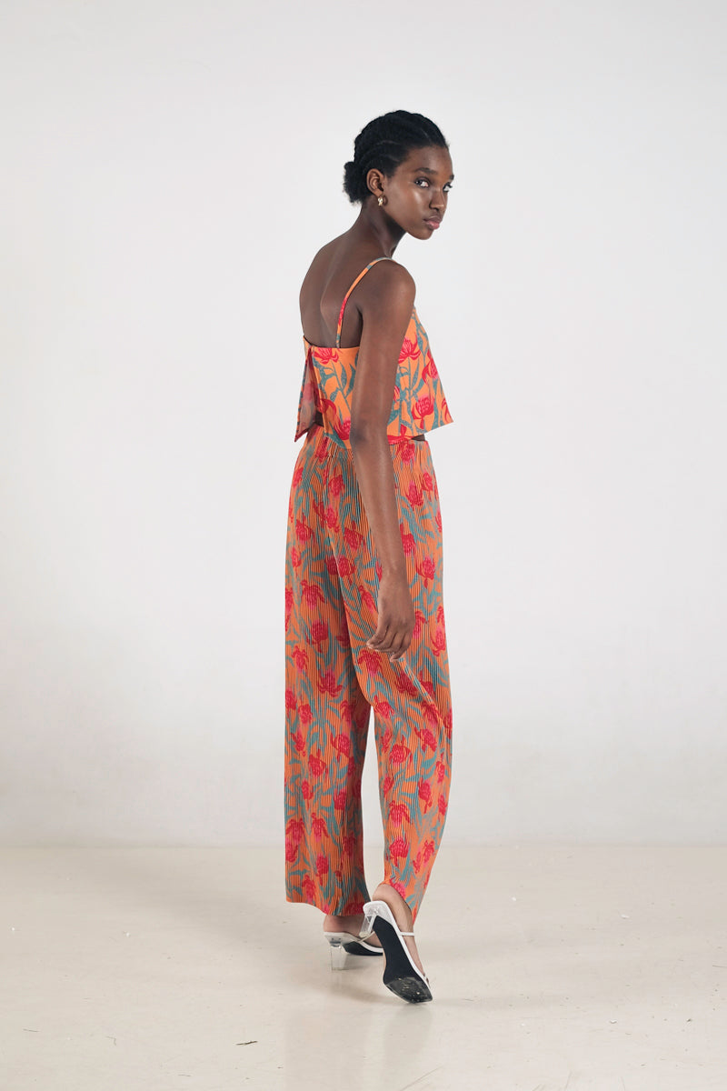 Glen Pleated Pants in Canna