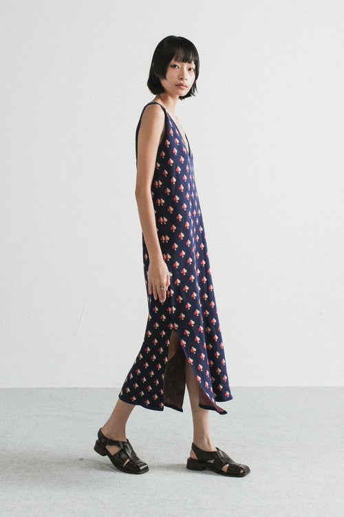 Amalie Knit Dress in Navy Spades