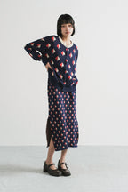 Amalie Knit Dress in Navy Spades