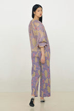 Glen Pleated Pants in Violet