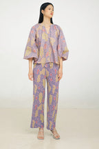 Glen Pleated Pants in Violet