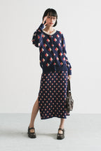 Amalie Knit Dress in Navy Spades
