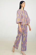 Glen Pleated Pants in Violet