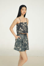 Blake Pleated Shorts in Petunia