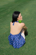 Bridgett Halterneck Top in Navy Spades