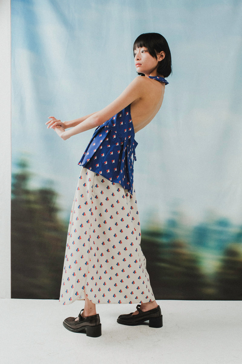 Bridgett Halterneck Top in Navy Spades