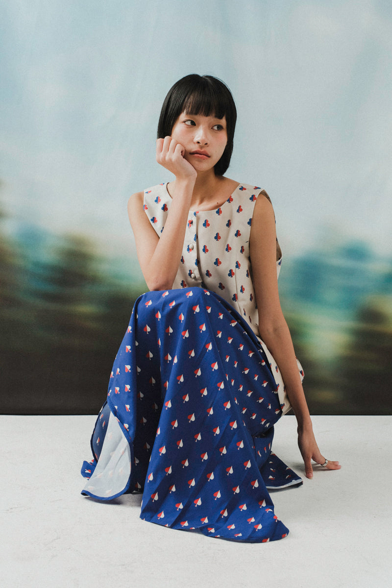 Gianna Midi Skirt in Navy Spades