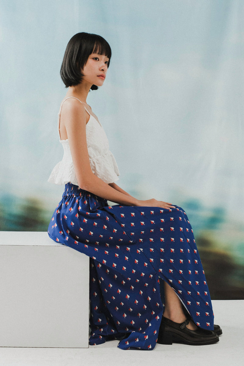 Gianna Midi Skirt in Navy Spades
