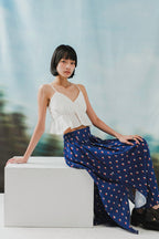 Gianna Midi Skirt in Navy Spades