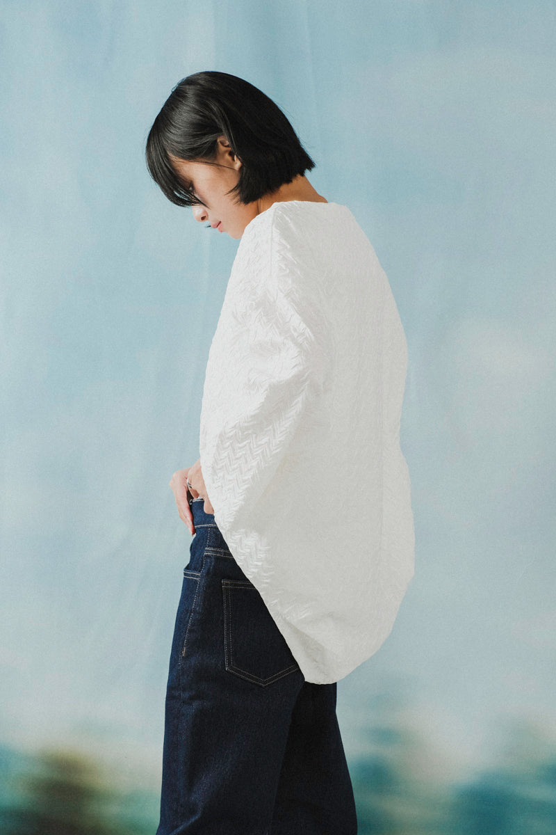Carmen Outer in White Embossed