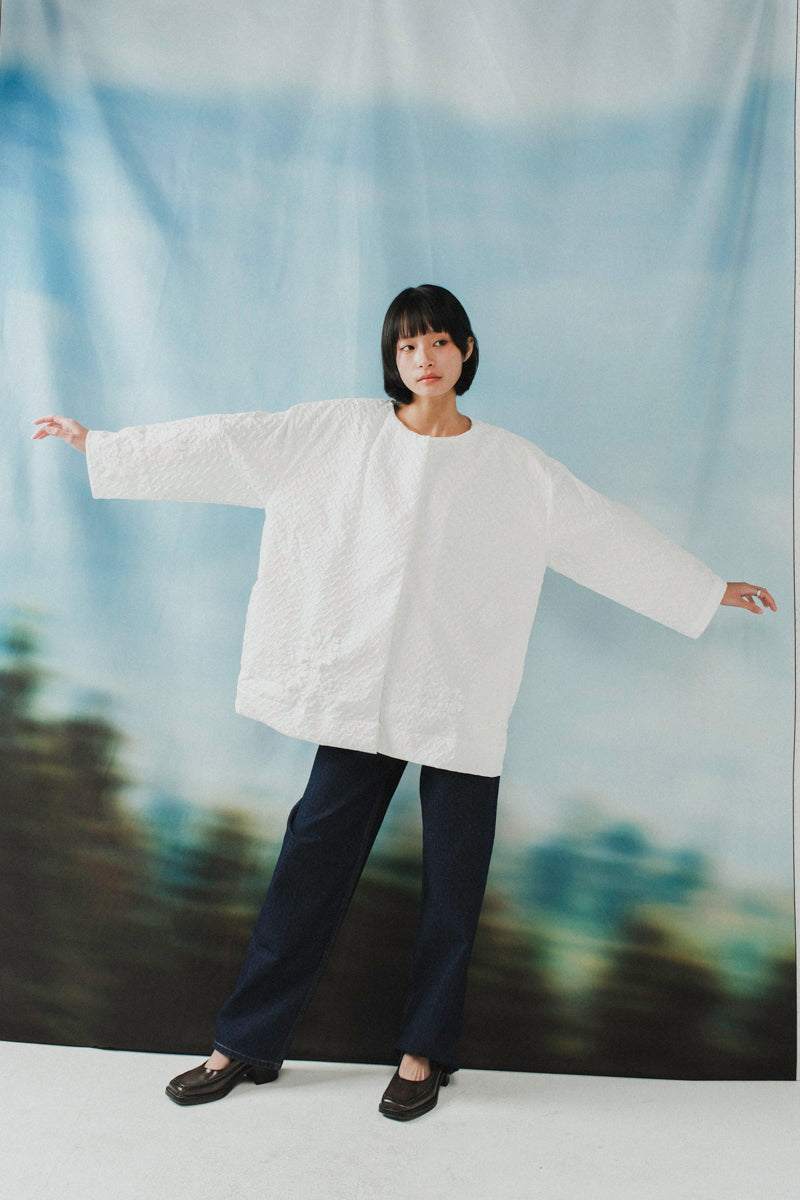 Carmen Outer in White Embossed