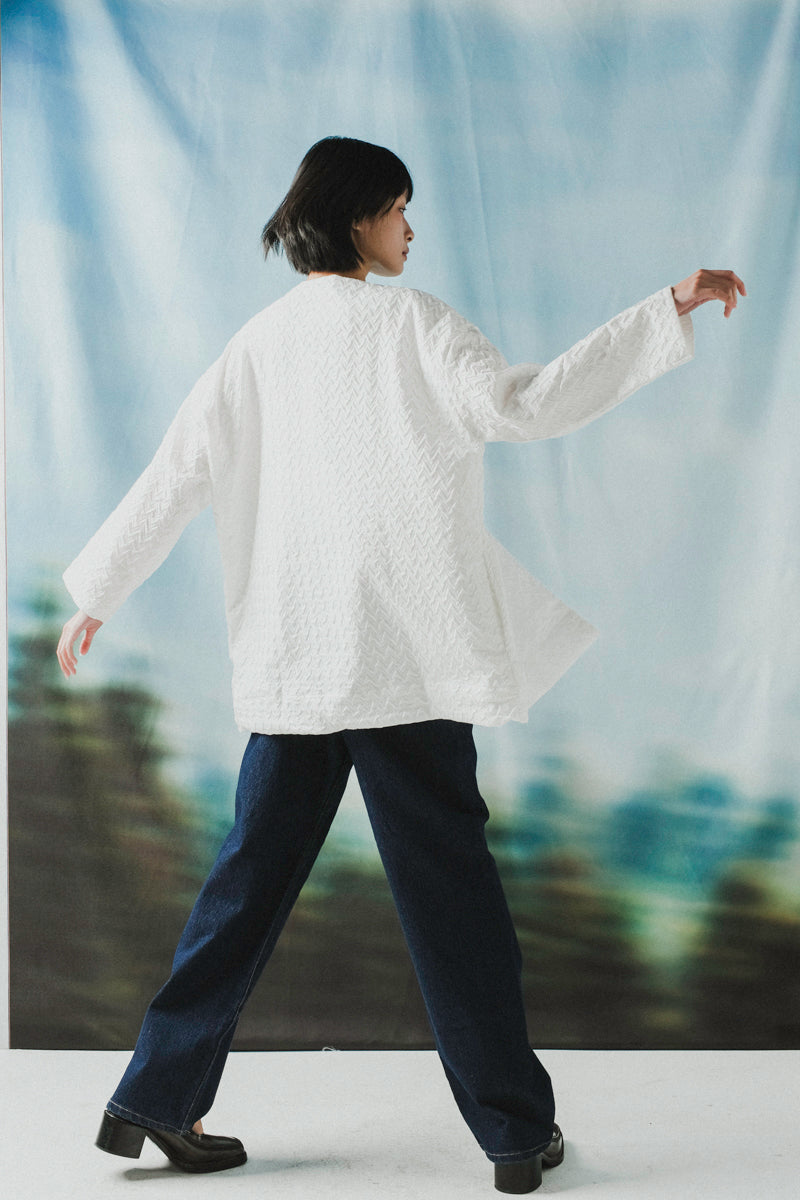 Carmen Outer in White Embossed