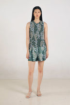June Pleated Top in Anthurium