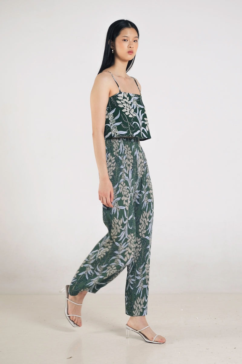 Glen Pleated Pants in Anthurium