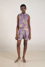 Blake Pleated Shorts in Violet