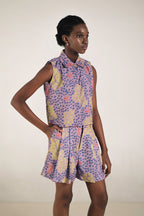 Blake Pleated Shorts in Violet