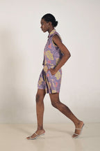 Blake Pleated Shorts in Violet