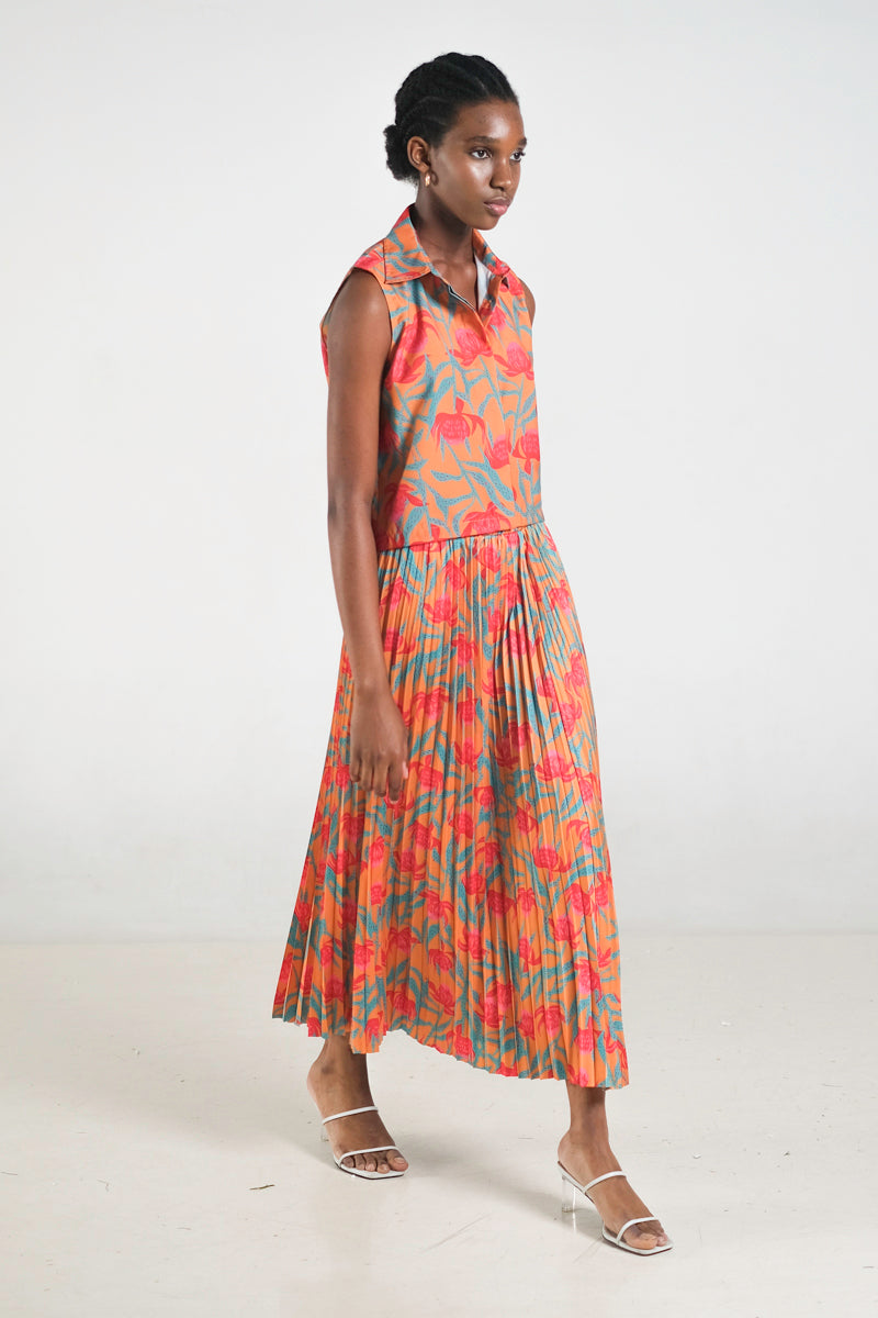 Alina Pleated Skirt in Canna