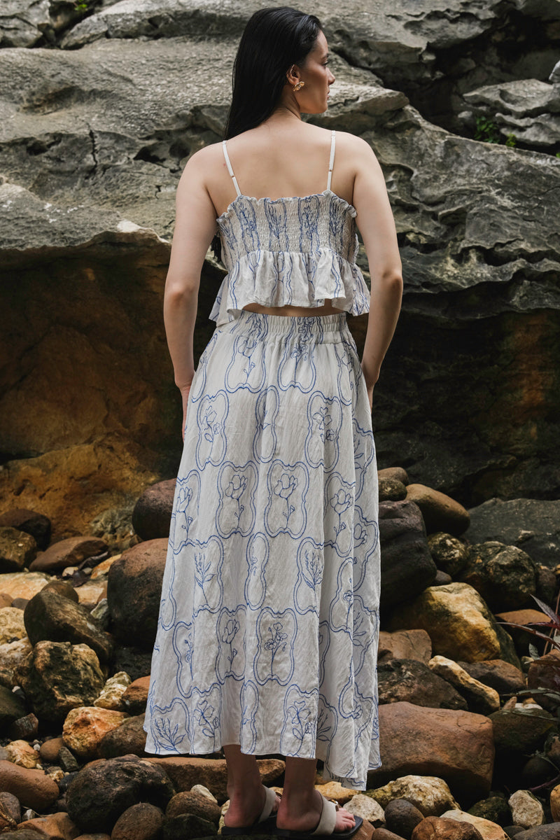 Remy Top in Blue Embroidered