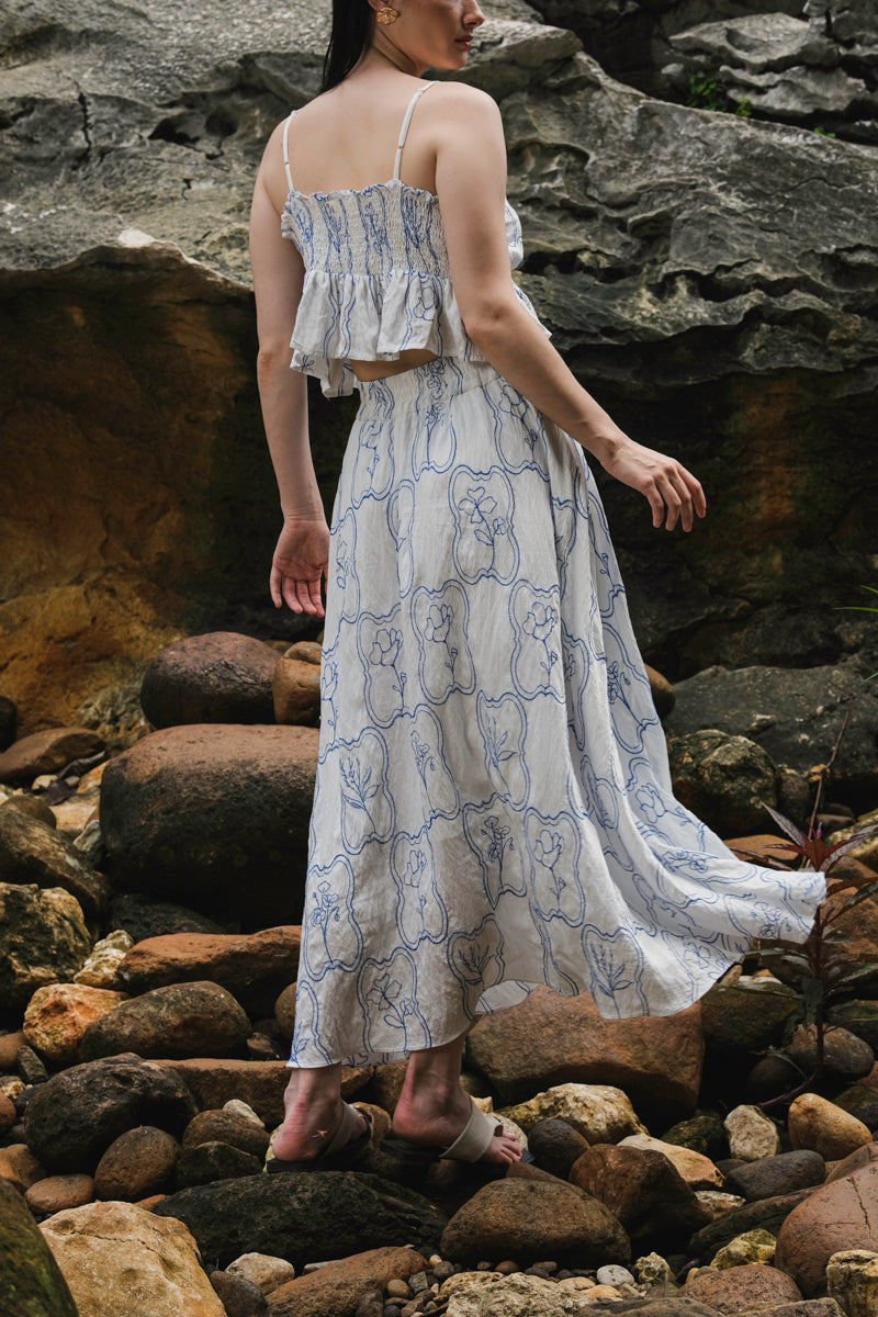 Remy Top in Blue Embroidered