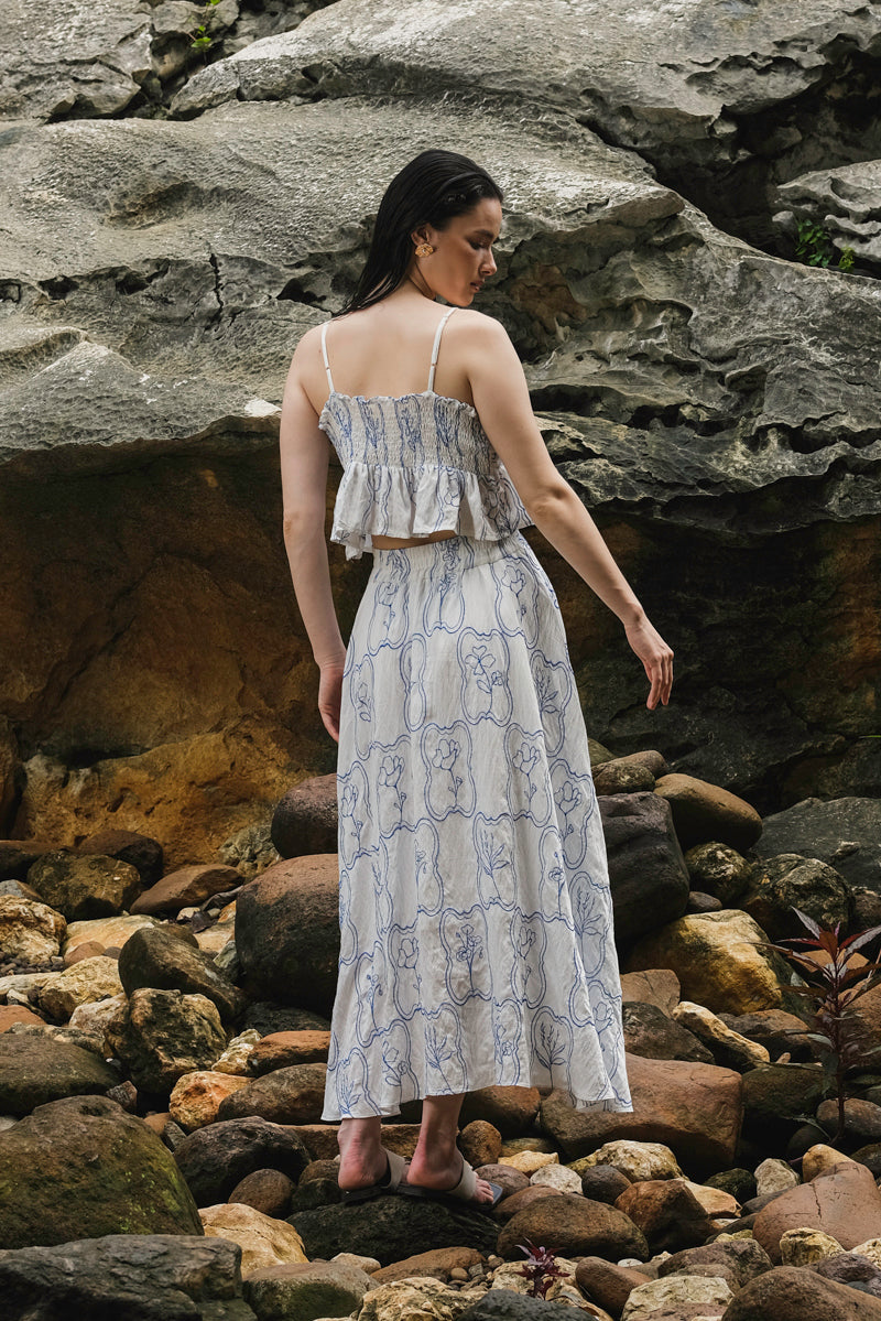 Remy Top in Blue Embroidered