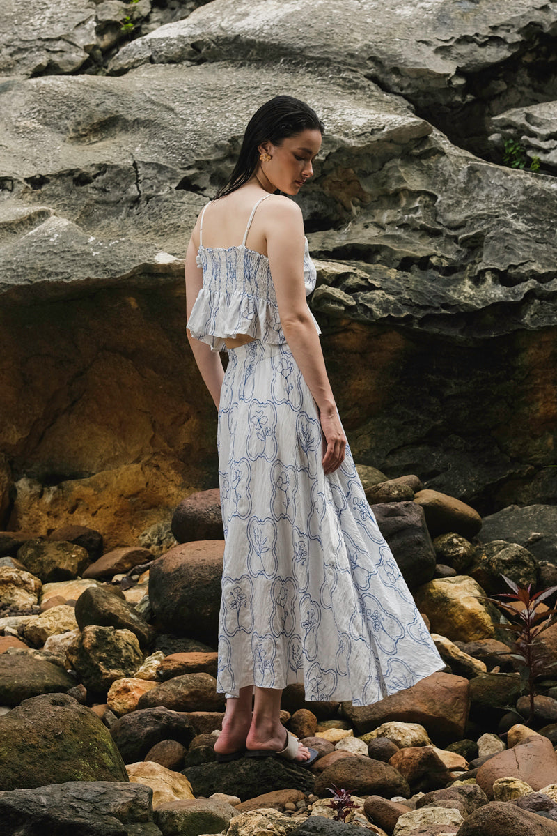 Remy Top in Blue Embroidered