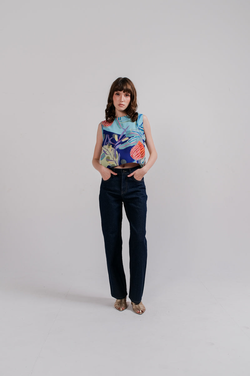 Tarra Reversible Top In Alice Spring Persian Blue