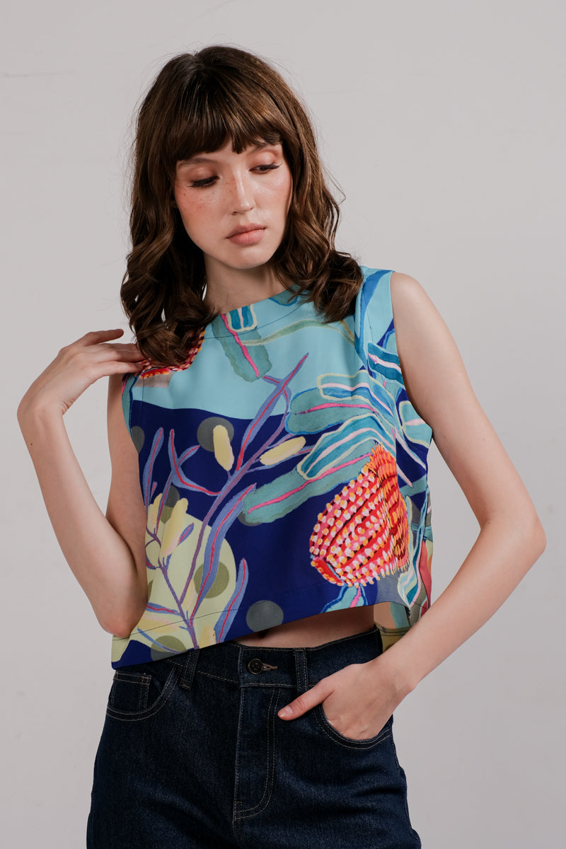 Tarra Reversible Top In Alice Spring Persian Blue