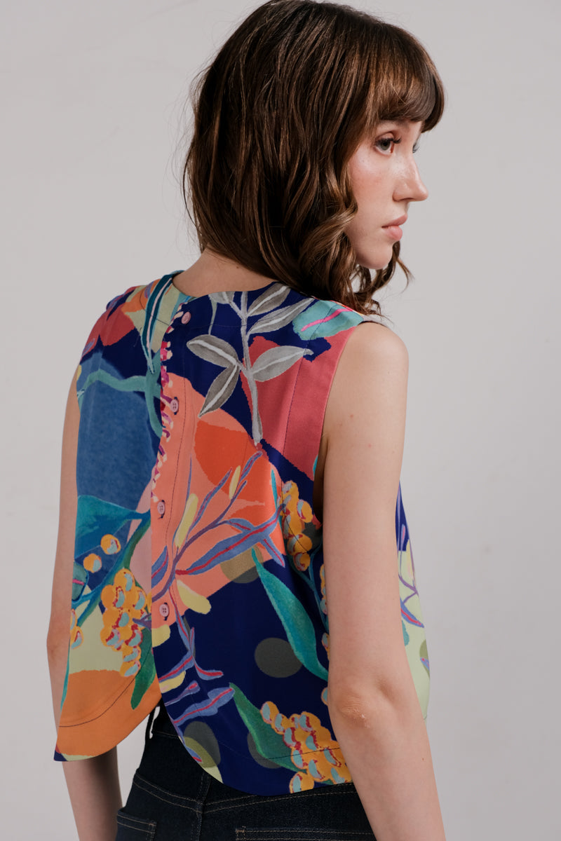 Tarra Reversible Top In Alice Spring Persian Blue