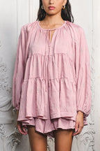 Noa Bohemian Dress in Dusty Pink