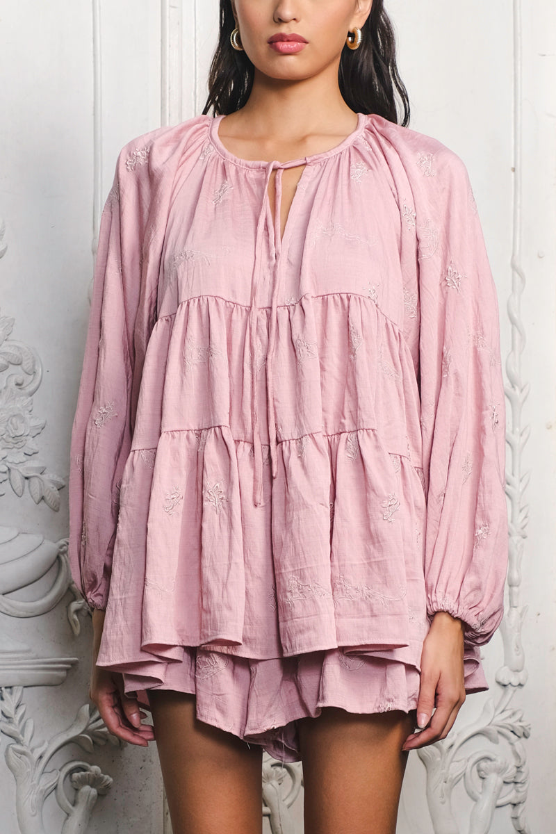Noa Bohemian Dress in Dusty Pink