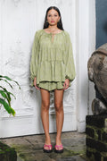 Noa Bohemian Dress in Moss green