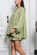 Noa Bohemian Dress in Moss green