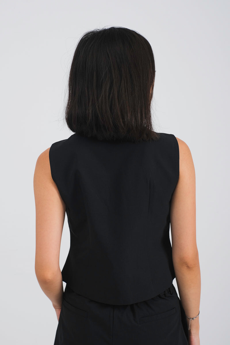Nora Vest Top in Black