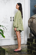 Noa Bohemian Dress in Moss green
