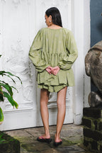 Noa Bohemian Dress in Moss green
