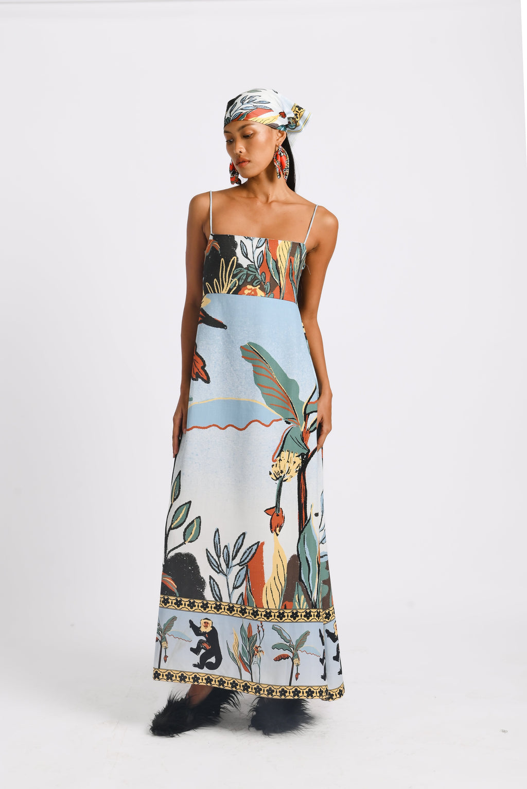 Leila Long Dress in Oasea Print
