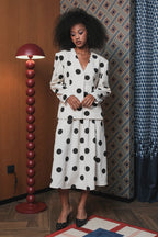 Elle Blazer in White Black Polka