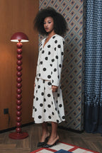 Elle Blazer in White Black Polka