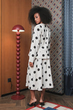 Elle Blazer in White Black Polka