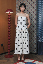 Tube Top in White Black Polka