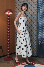 Tube Top in White Black Polka