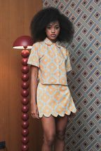 Cadie Scallop Skort in Frosty Lemon