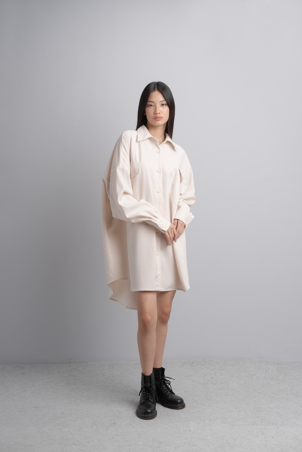Eva Oversize Shirt Dress in Bone