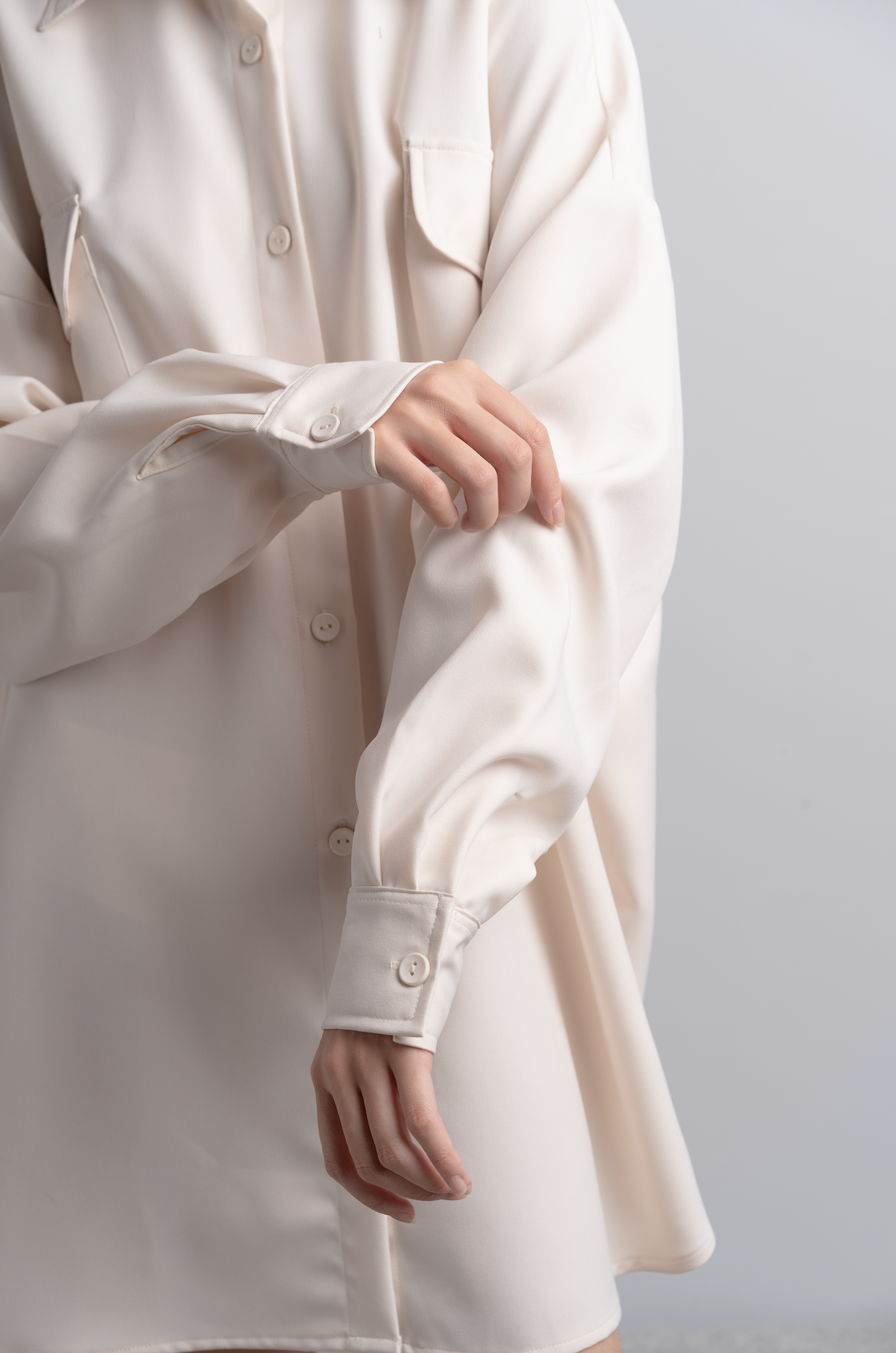 Eva Oversize Shirt Dress in Bone
