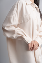 Eva Oversize Shirt Dress in Bone